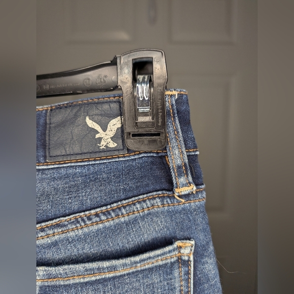 American Eagle Hi Rise Jegging Jeans Distressed Denim Size 0 360 Super Stretch - Picture 4 of 8